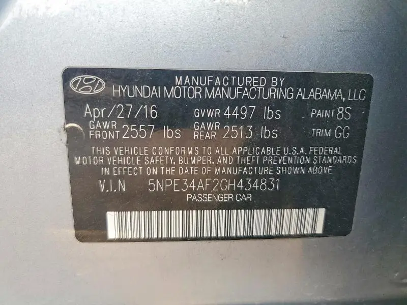 2016 HYUNDAI SONATA LIMITED  