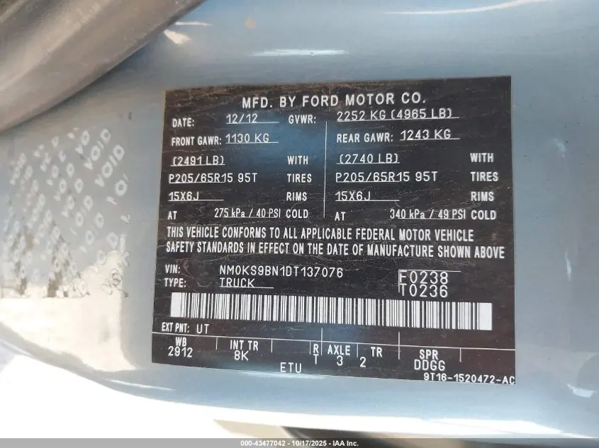 2013 FORD TRANSIT CONNECT XLT