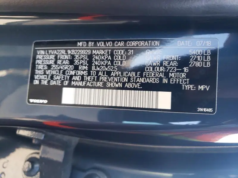 2019 VOLVO XC60 T6 INSCRIPTION  