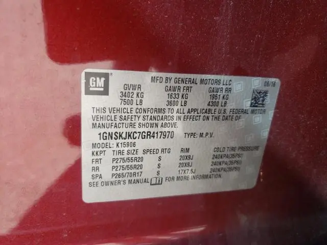 2016 CHEVROLET SUBURBAN K1500 LTZ  