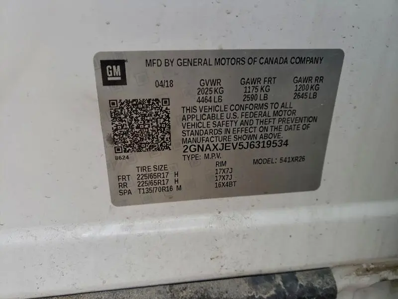 2018 CHEVROLET EQUINOX LT  