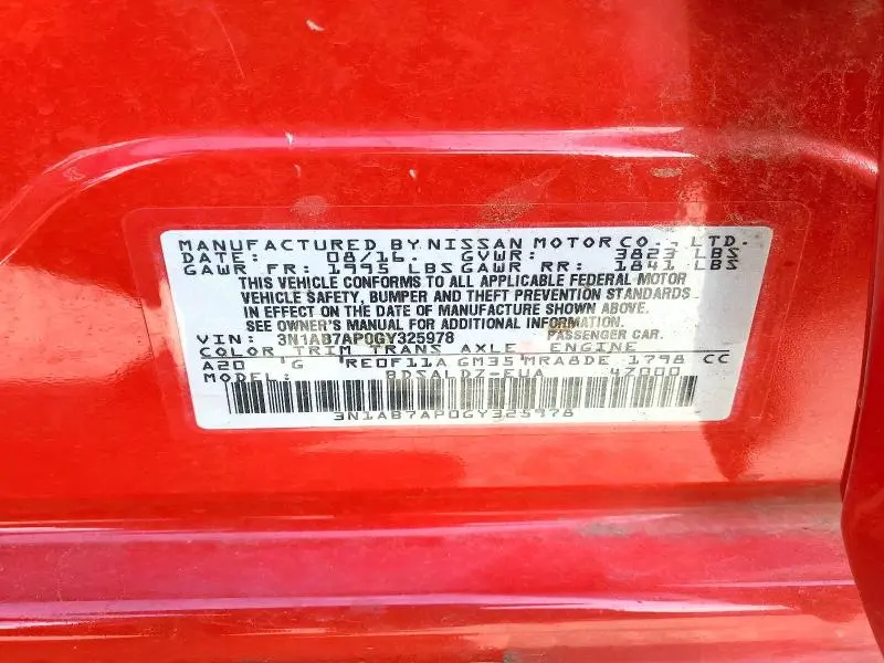 2016 NISSAN SENTRA SV  
