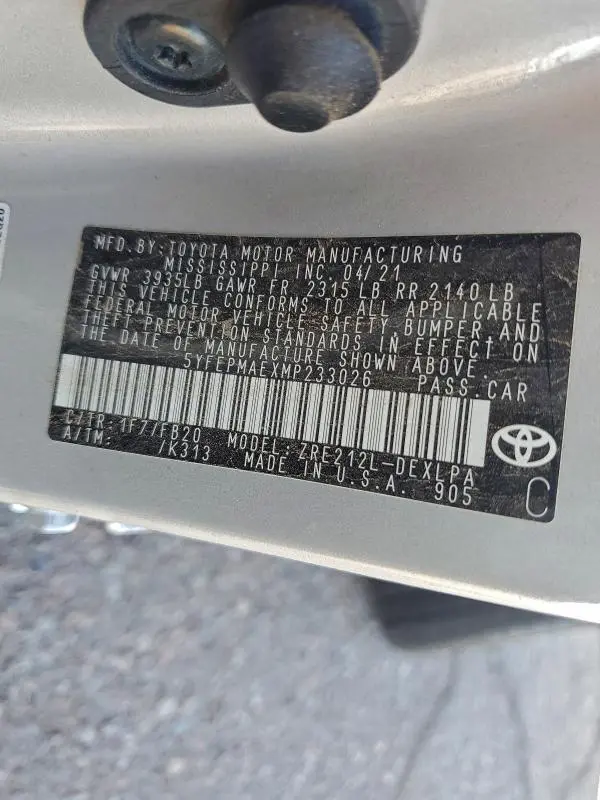 2021 TOYOTA COROLLA LE  