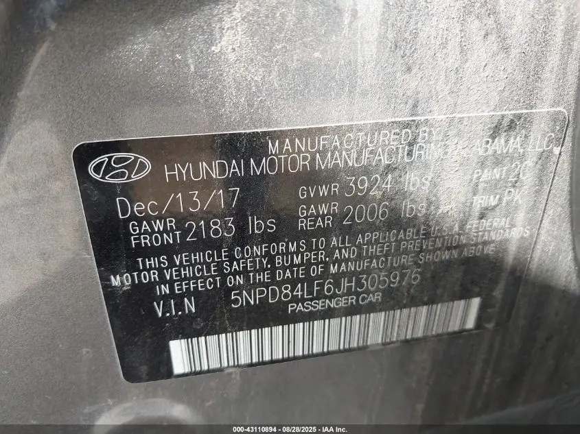 2018 HYUNDAI ELANTRA SEL