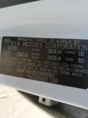 2010 KIA FORTE LX  