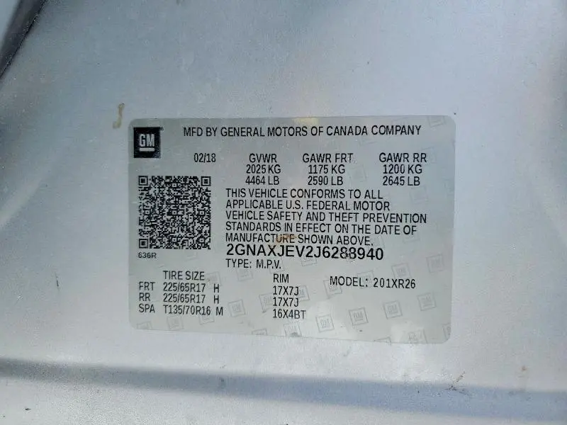 2018 CHEVROLET EQUINOX LT  