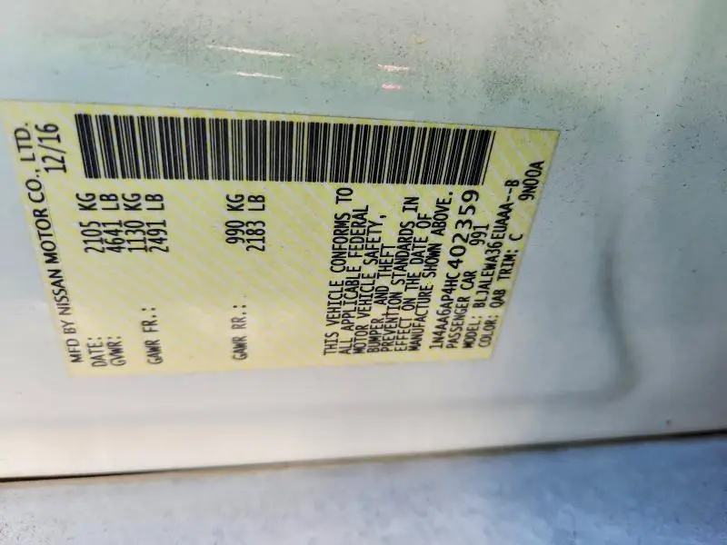 2017 NISSAN MAXIMA 3.5S  