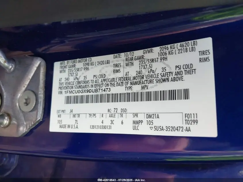 2013 FORD ESCAPE SE