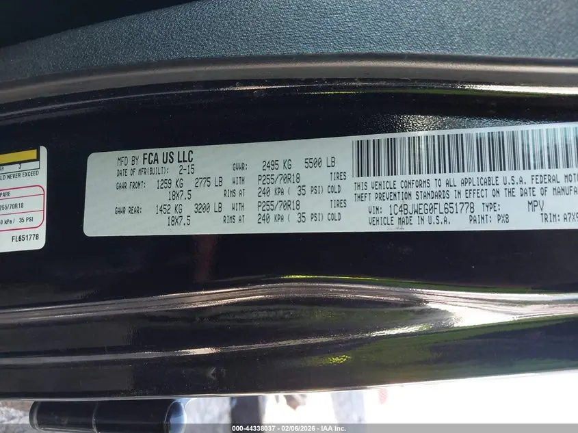 2015 JEEP WRANGLER UNLIMITED SAHARA