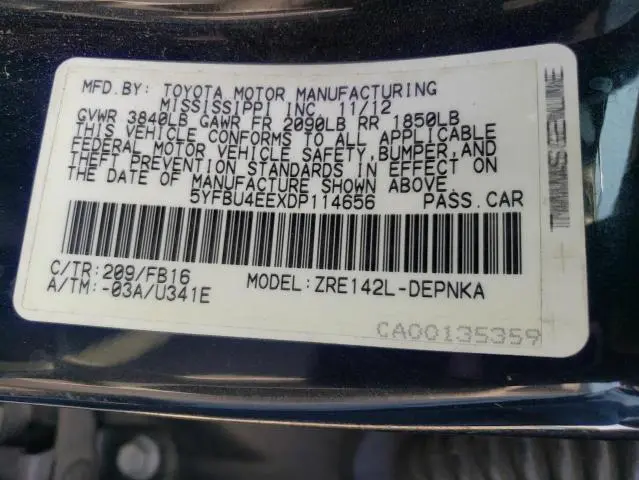 2013 TOYOTA COROLLA BASE  