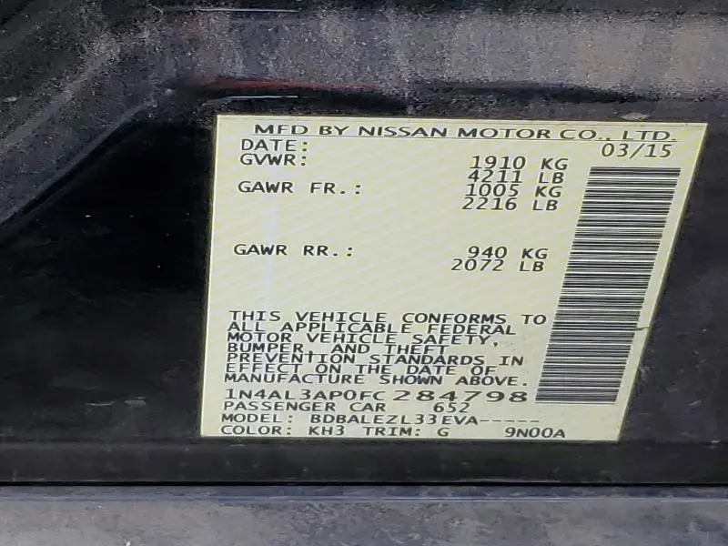 2015 NISSAN ALTIMA 2.5 S  