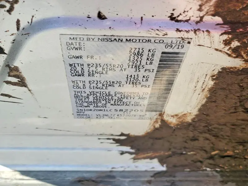 2020 NISSAN PATHFINDER PLATINUM  