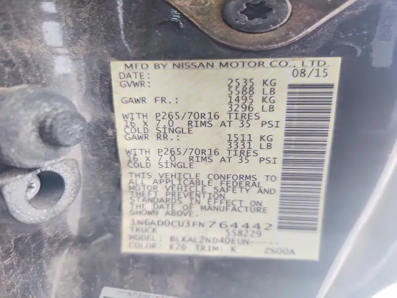 2015 NISSAN FRONTIER SV V6  