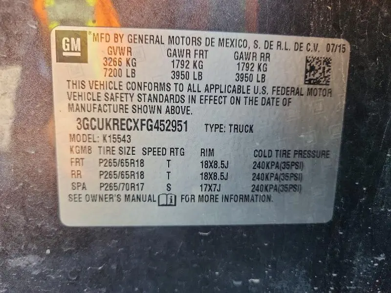 2015 CHEVROLET SILVERADO K1500 LT  