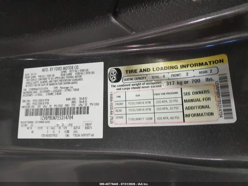 2014 FORD MUSTANG V6 PREMIUM