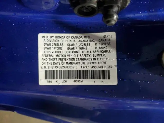 2019 HONDA CIVIC SPORT  