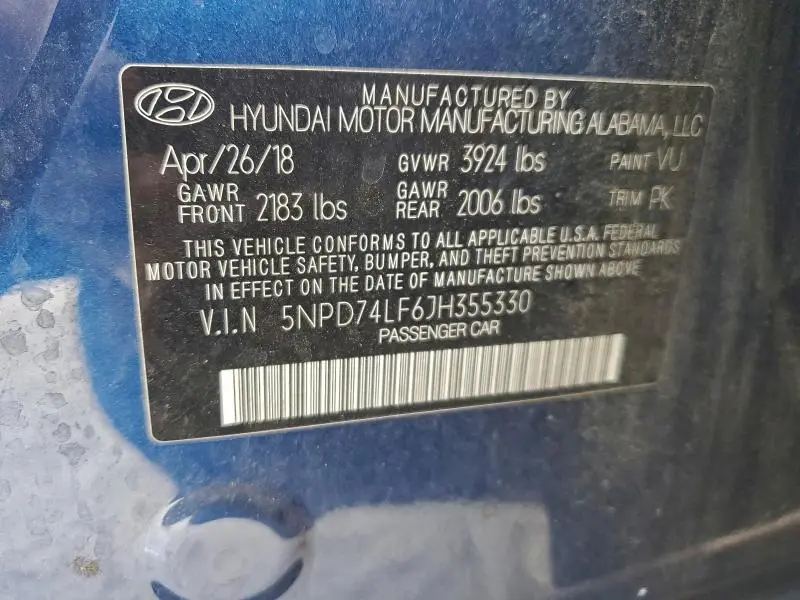 2018 HYUNDAI ELANTRA SE  