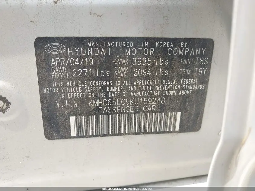 2019 HYUNDAI IONIQ HYBRID BLUE