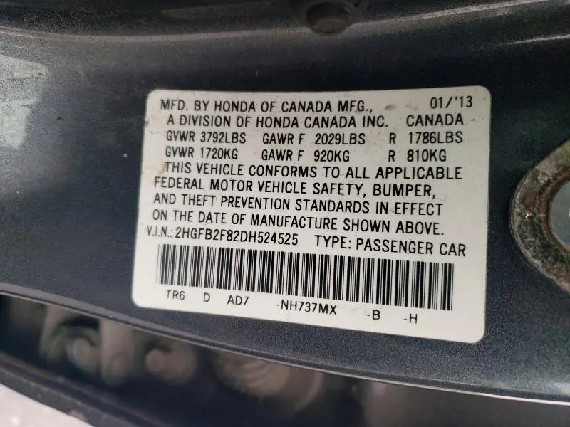 2013 HONDA CIVIC EX  