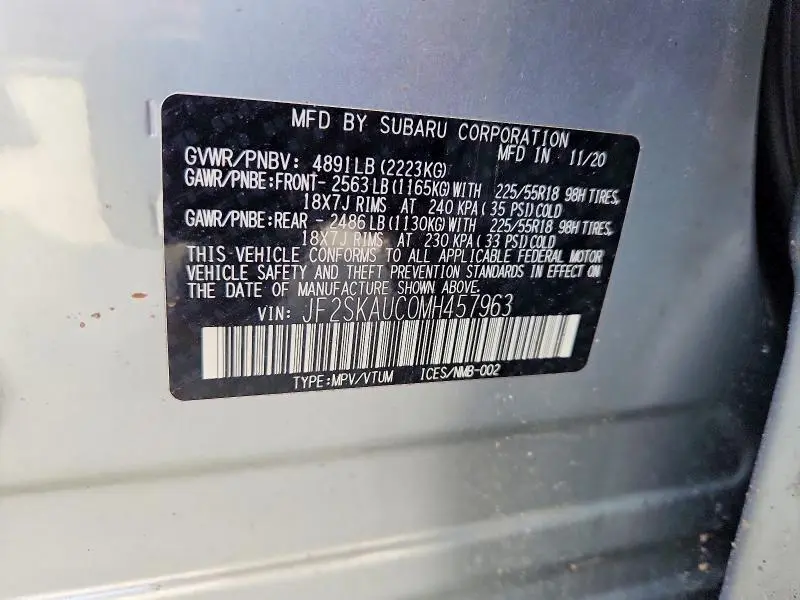 2021 SUBARU FORESTER LIMITED  