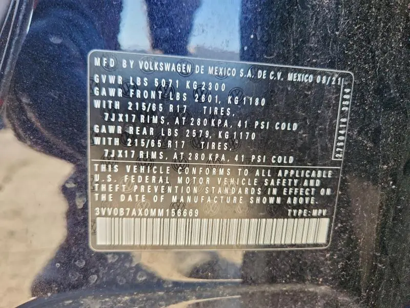 2021 VOLKSWAGEN TIGUAN S  