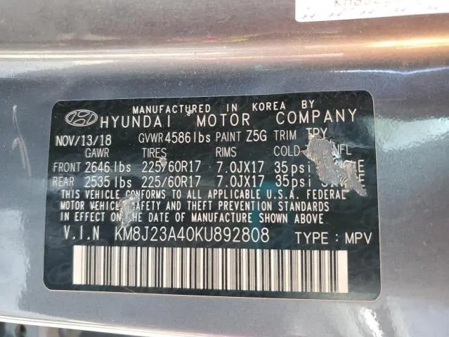 2019 HYUNDAI TUCSON SE  