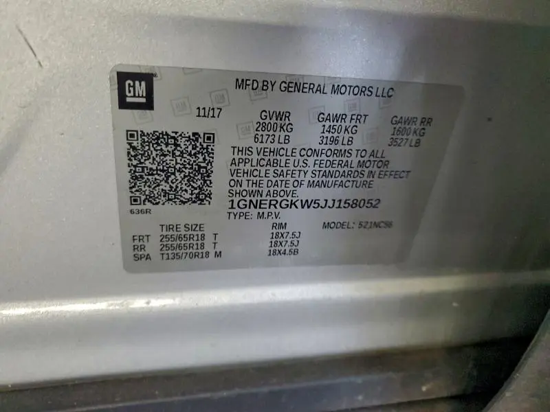 2018 CHEVROLET TRAVERSE LT  