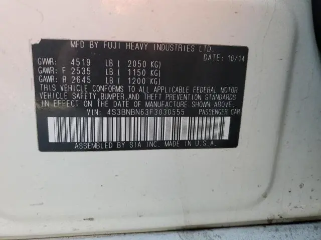 2015 SUBARU LEGACY 2.5I LIMITED