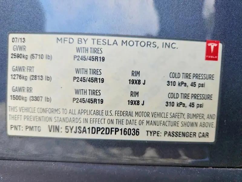 2013 TESLA MODEL S   