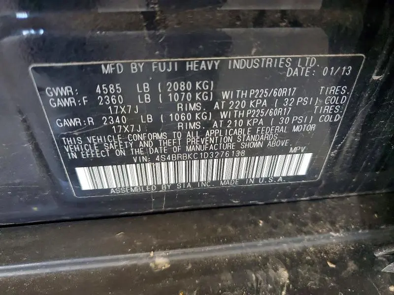 2013 SUBARU OUTBACK 2.5I LIMITED  