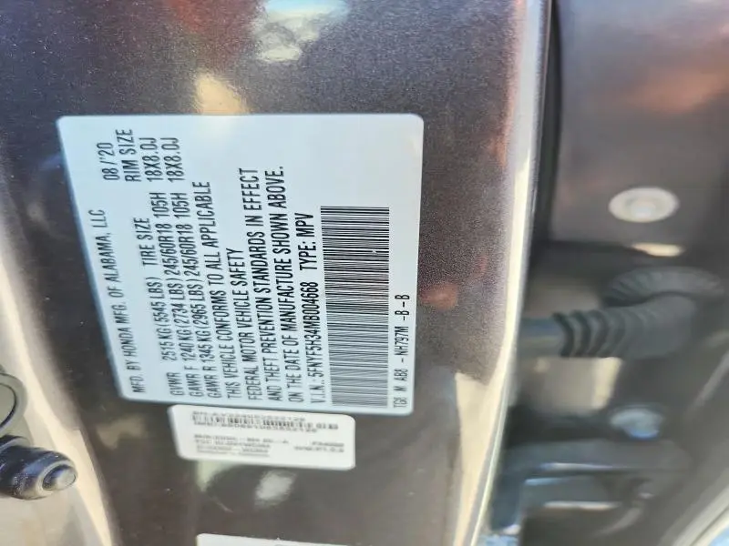 2021 HONDA PILOT EX  
