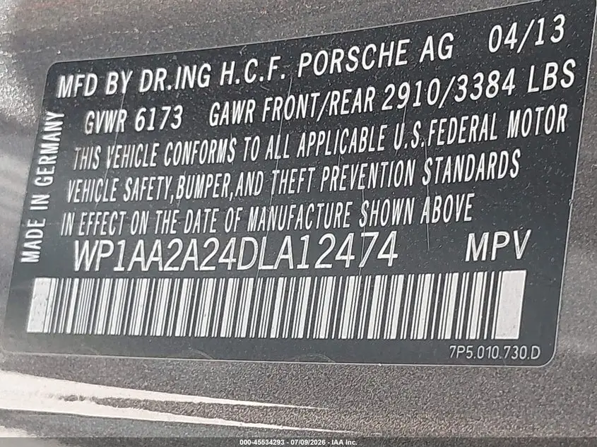 2013 PORSCHE CAYENNE  