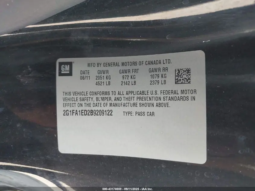 2011 CHEVROLET CAMARO 2LS