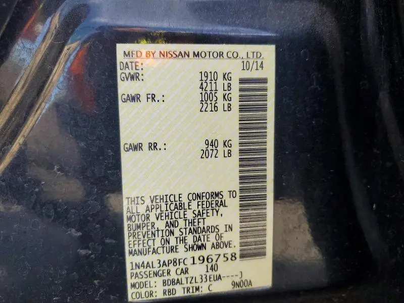 2015 NISSAN ALTIMA 2.5 SL  