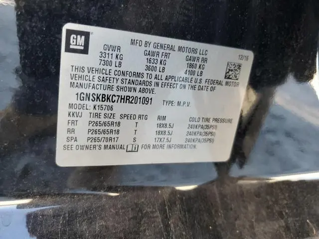 2017 CHEVROLET TAHOE K1500 LT  