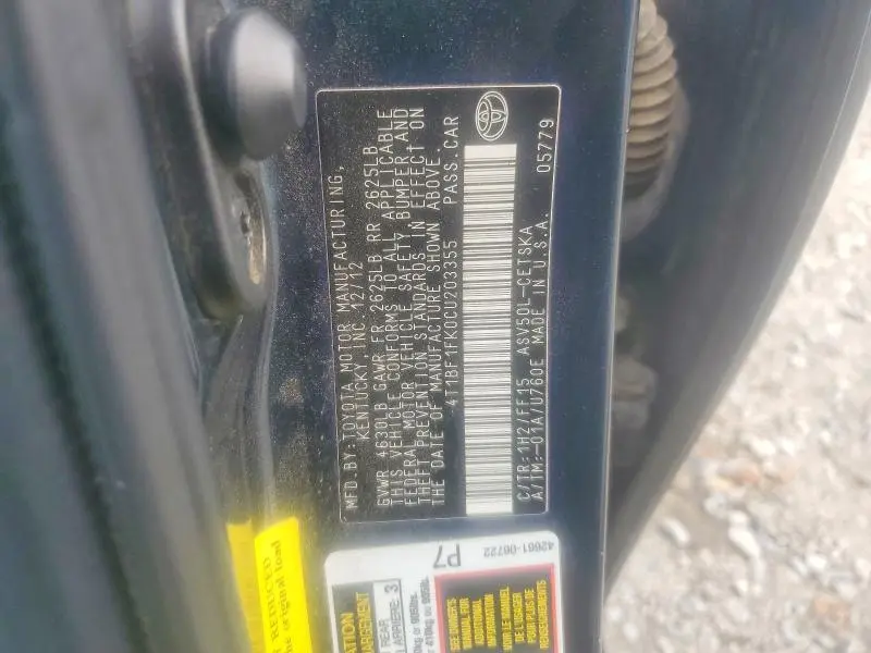 2012 TOYOTA CAMRY SE  