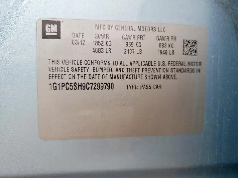 2012 CHEVROLET CRUZE LS  