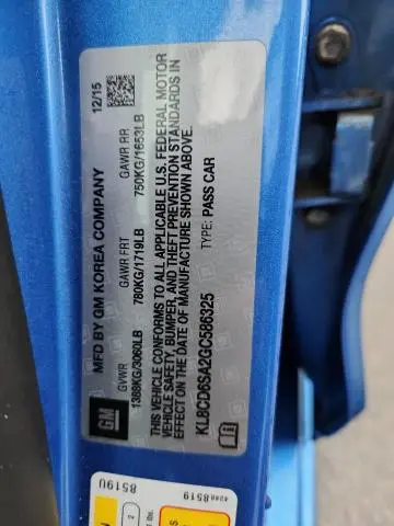 2016 CHEVROLET SPARK 1LT  