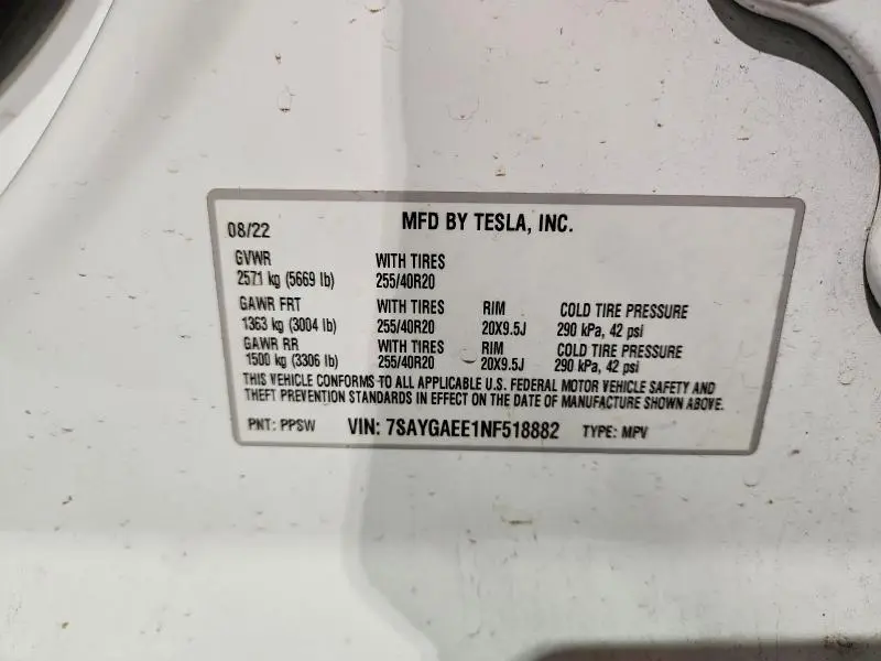 2022 TESLA MODEL Y   
