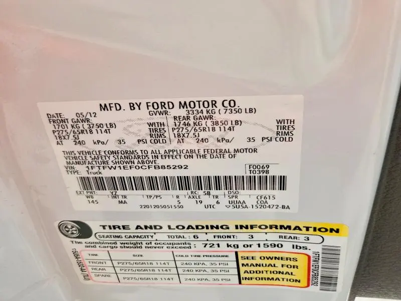 2012 FORD F150 SUPERCREW  
