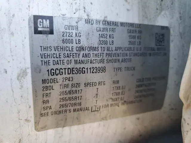2016 CHEVROLET COLORADO Z71