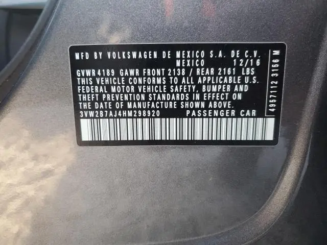 2017 VOLKSWAGEN JETTA S  