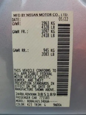 2022 NISSAN ALTIMA SV  