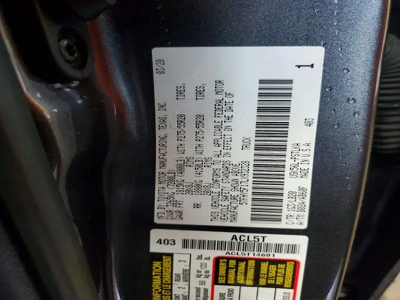2020 TOYOTA TUNDRA CREWMAX LIMITED  