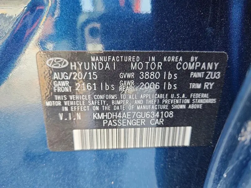 2016 HYUNDAI ELANTRA VALUE EDITION  