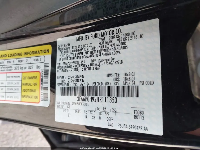2017 FORD FUSION SE