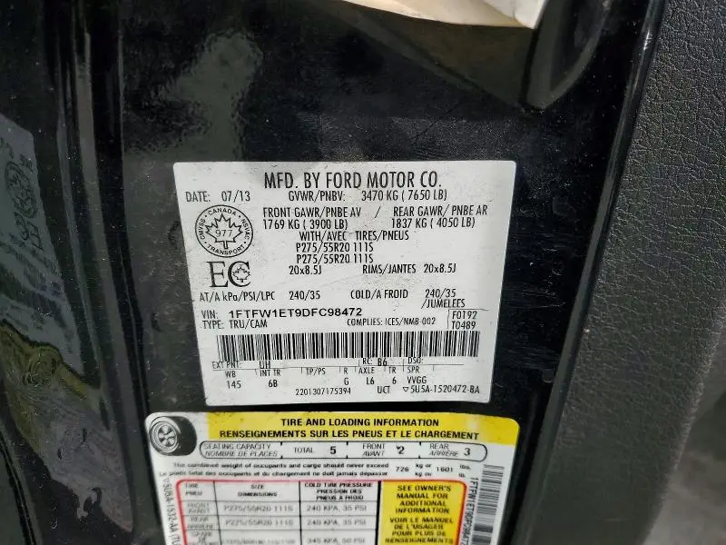 2013 FORD F150 SUPERCREW  