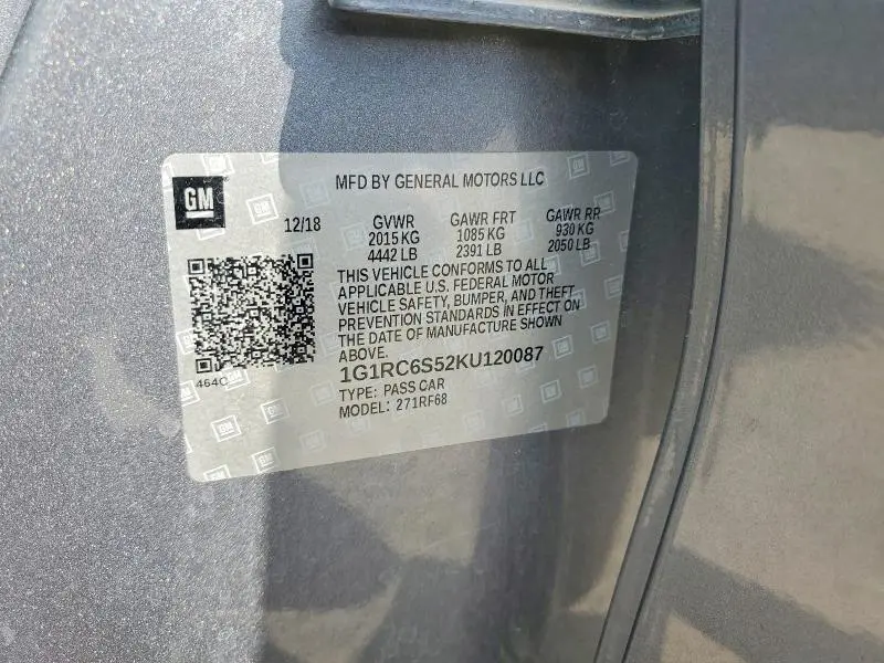 2019 CHEVROLET VOLT LT  