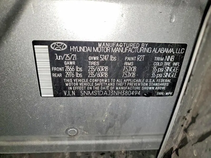2022 HYUNDAI SANTA FE SE  