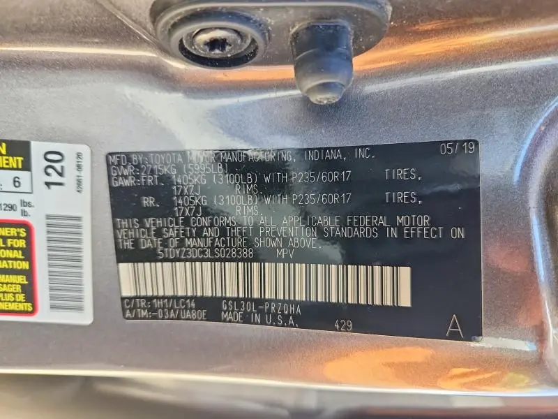 2020 TOYOTA SIENNA XLE 8-PASSENGER  